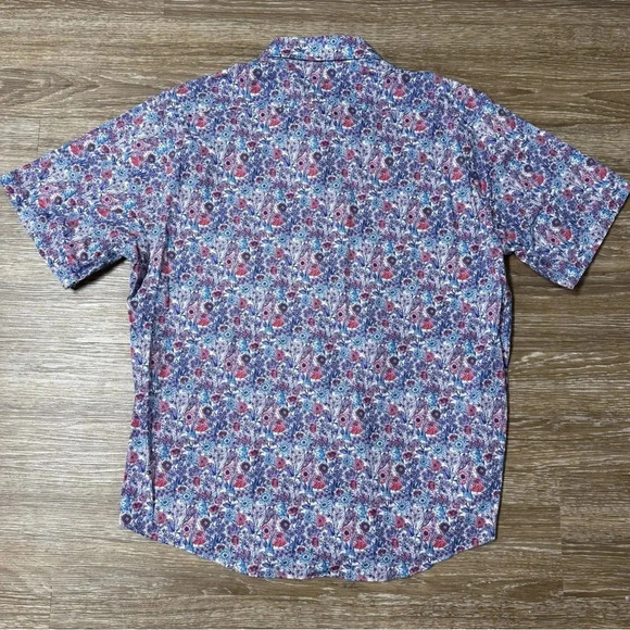 Men’s XL Floral Short Sleeve Button Down Shirt Pronto Uomo Men’s Warehouse EUC - Picture 4 of 7